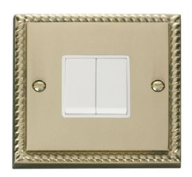 GCBR012WH  Deco Georgian Cast Brass 2 Gang 2 Way 10AX Switch